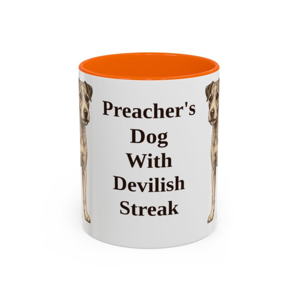 11oz Funny Parson Russell Terrier Mug, Orange, front view