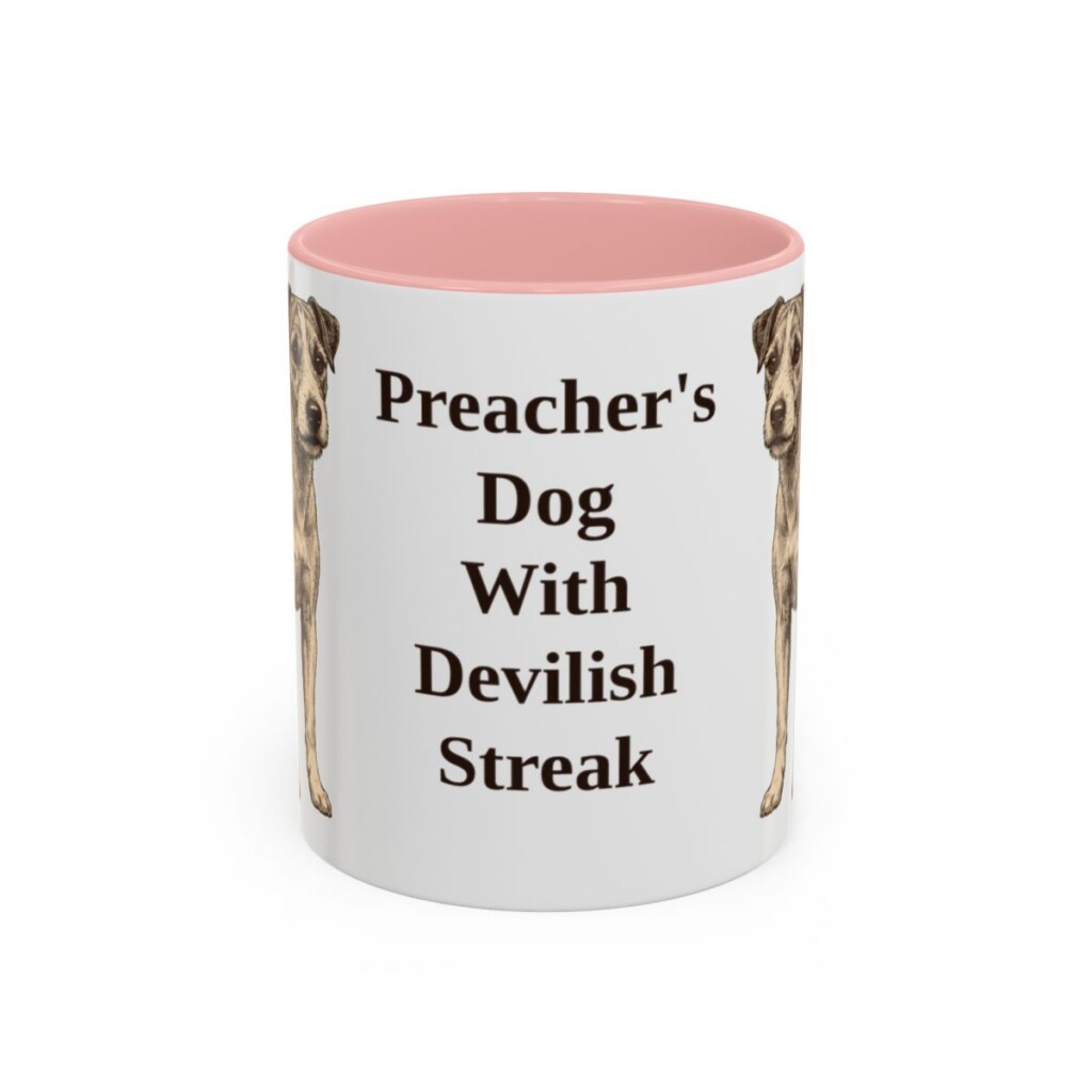 11oz Funny Parson Russell Terrier Mug, Pink, front view