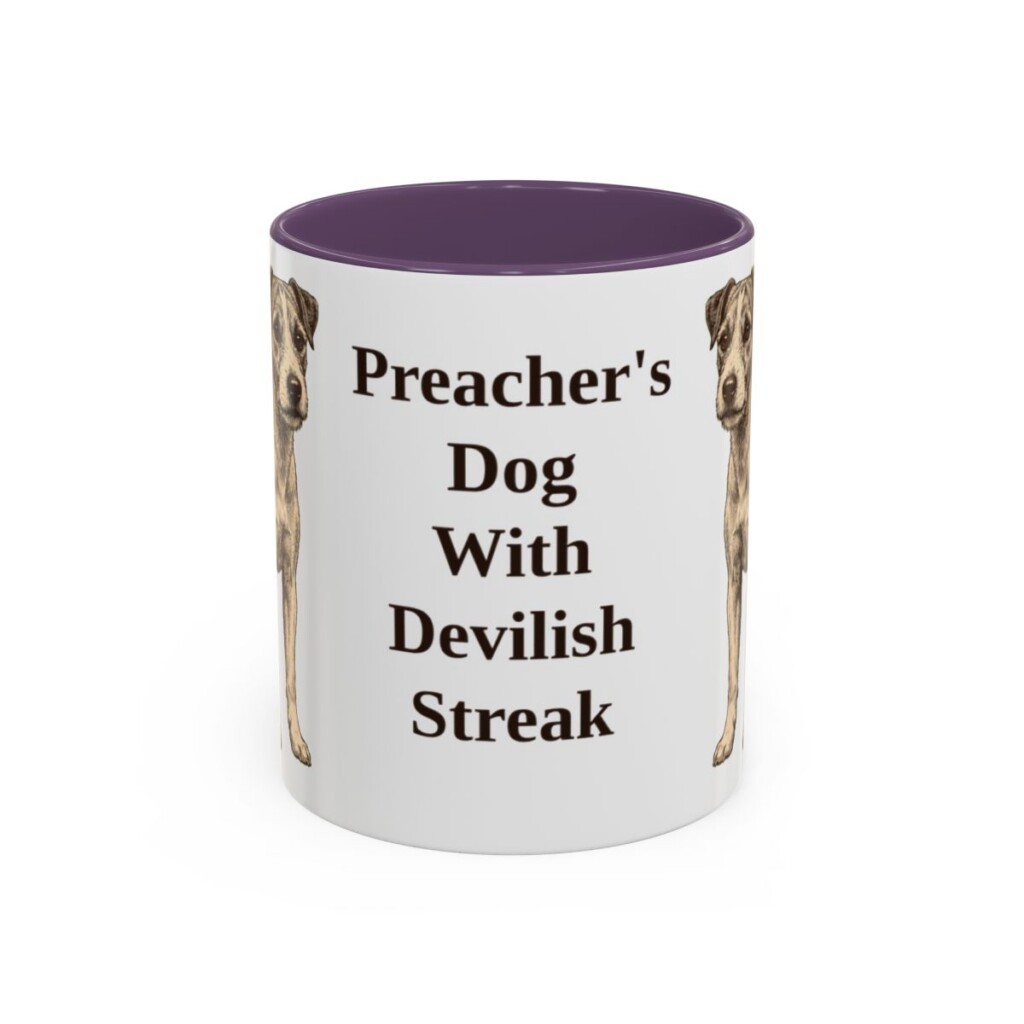 11oz Funny Parson Russell Terrier Mug, Purple, front view