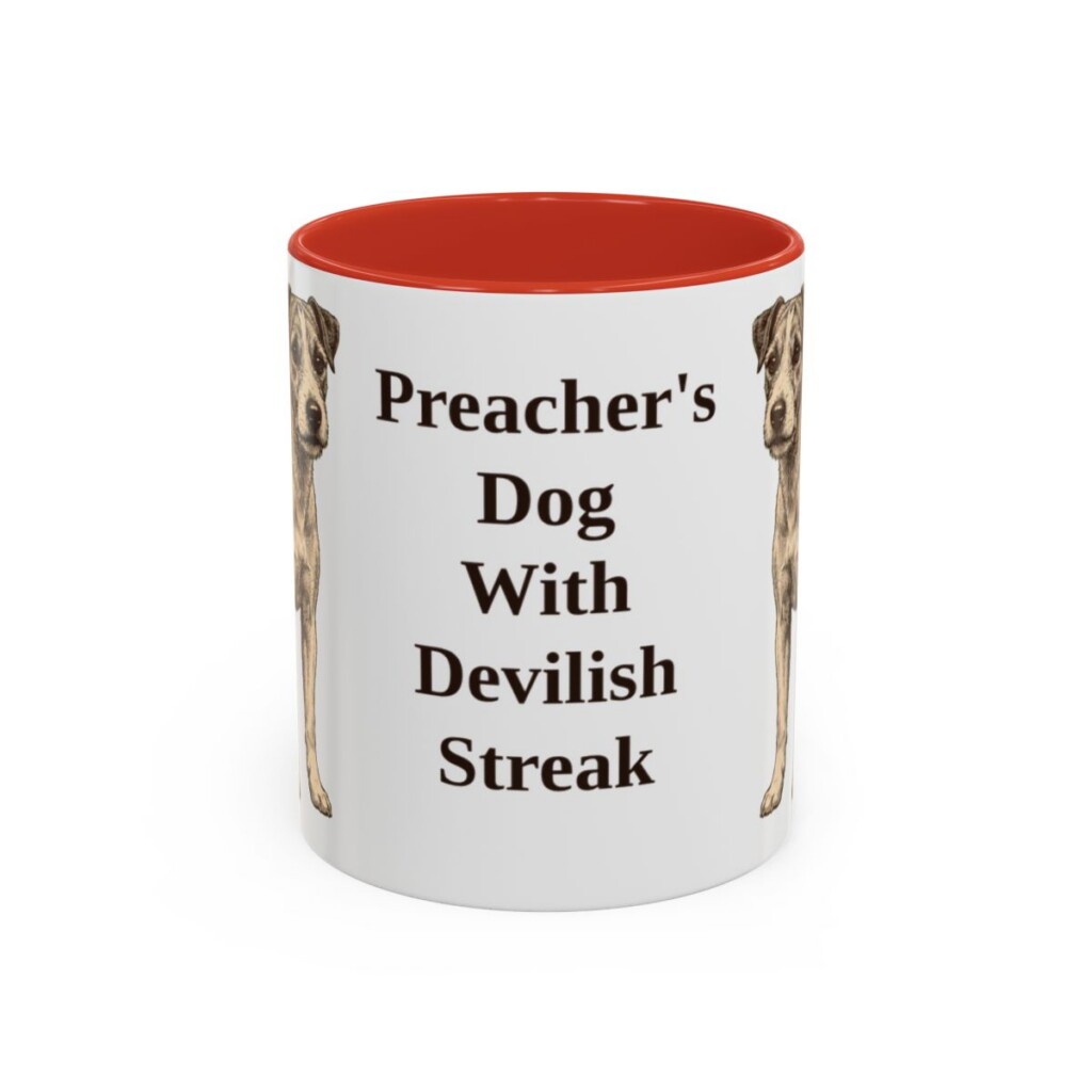 11oz Funny Parson Russell Terrier Mug, Red, front view