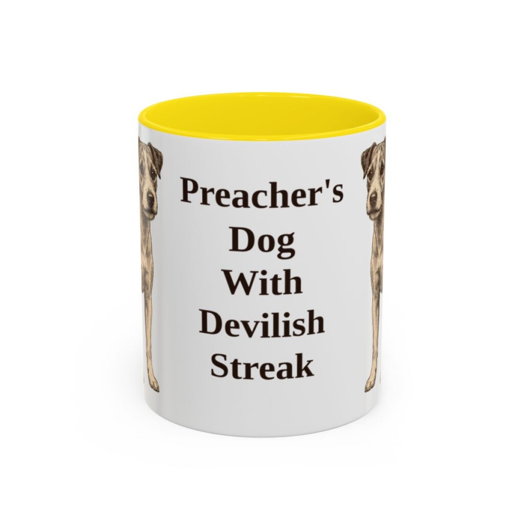 11oz Funny Parson Russell Terrier Mug, Yellow, front view