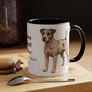 11oz Parson Russell Terrier Latin Mug, Black, lifestyle photo