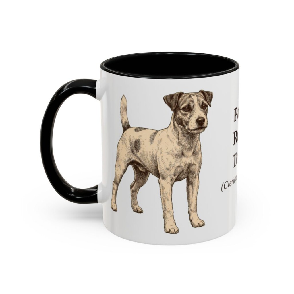 11oz Parson Russell Terrier Latin Mug, Black, left side view