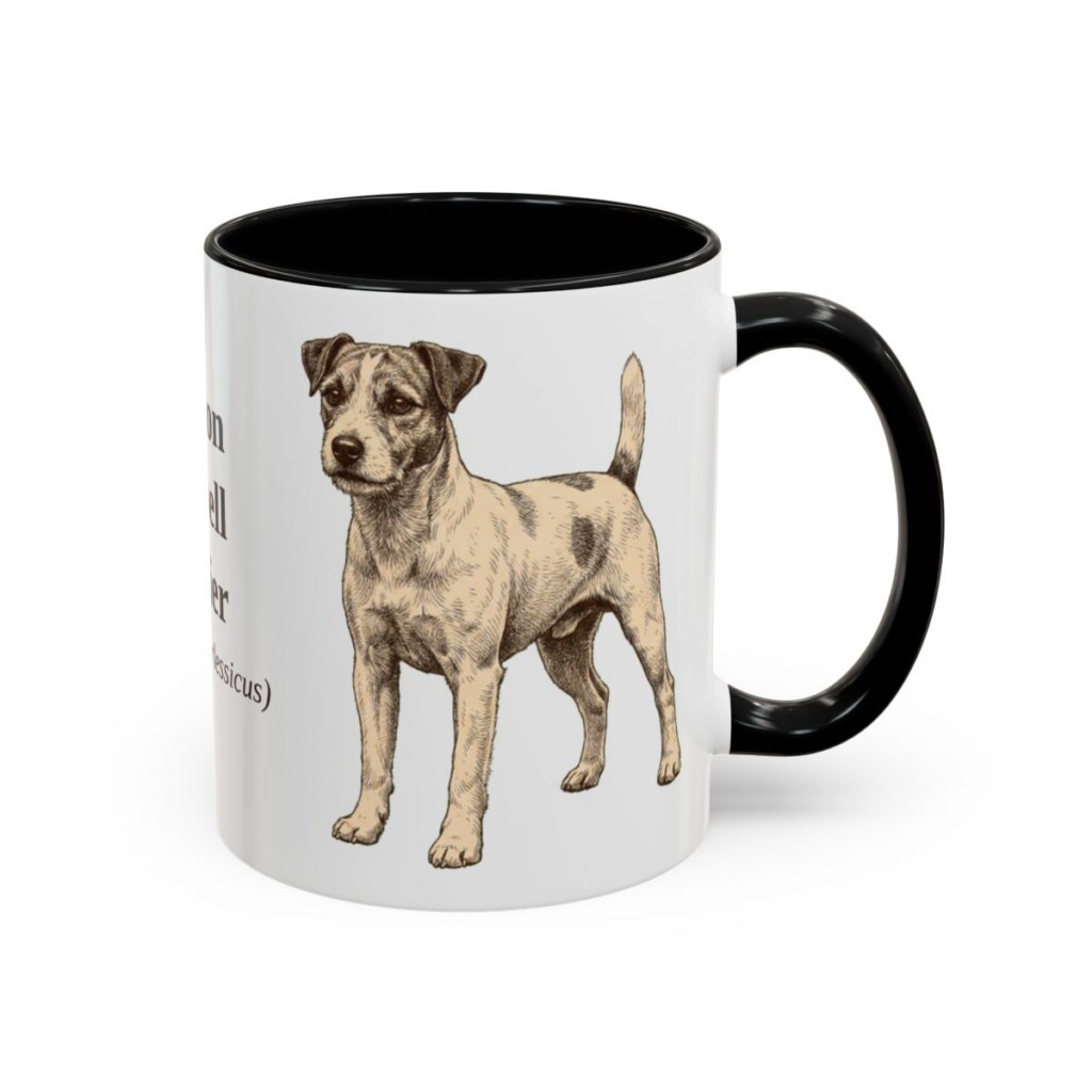 11oz Parson Russell Terrier Latin Mug, Black, right side view
