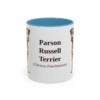 11oz Parson Russell Terrier Latin Mug, Light Blue, front view