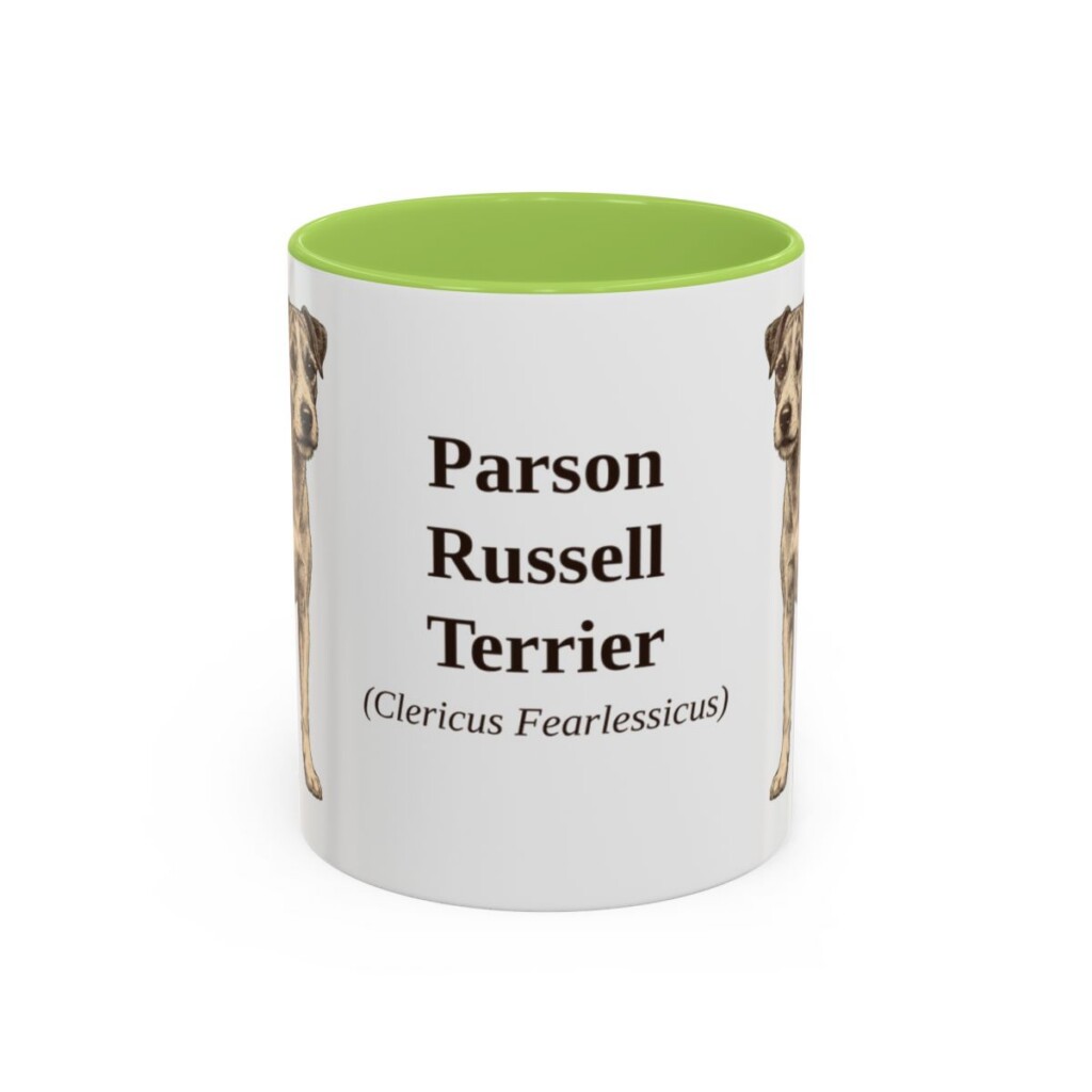 11oz Parson Russell Terrier Latin Mug, Light Green, front view