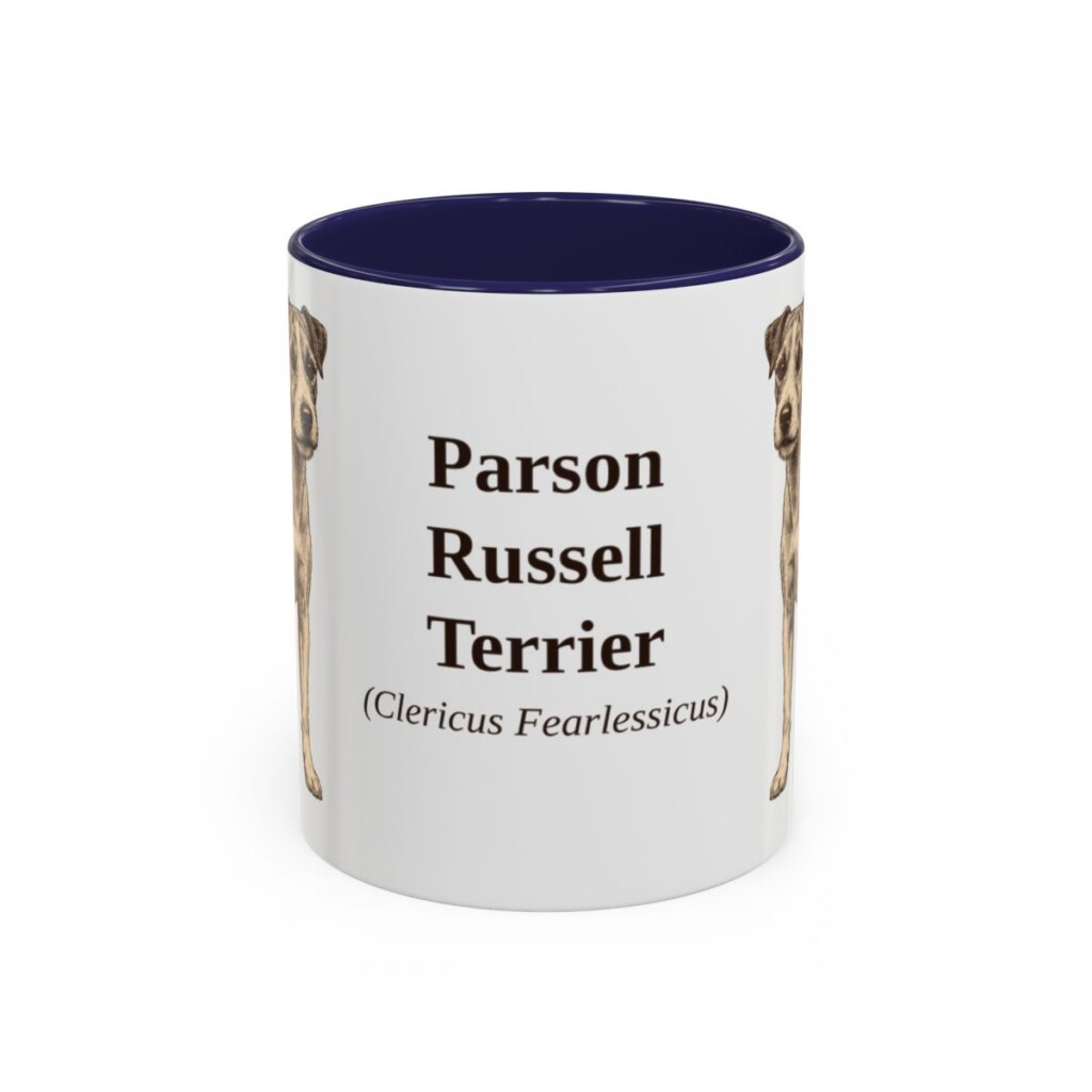 11oz Parson Russell Terrier Latin Mug, Navy, front view