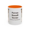 11oz Parson Russell Terrier Latin Mug, Orange, front view