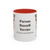 11oz Parson Russell Terrier Latin Mug, Red, front view