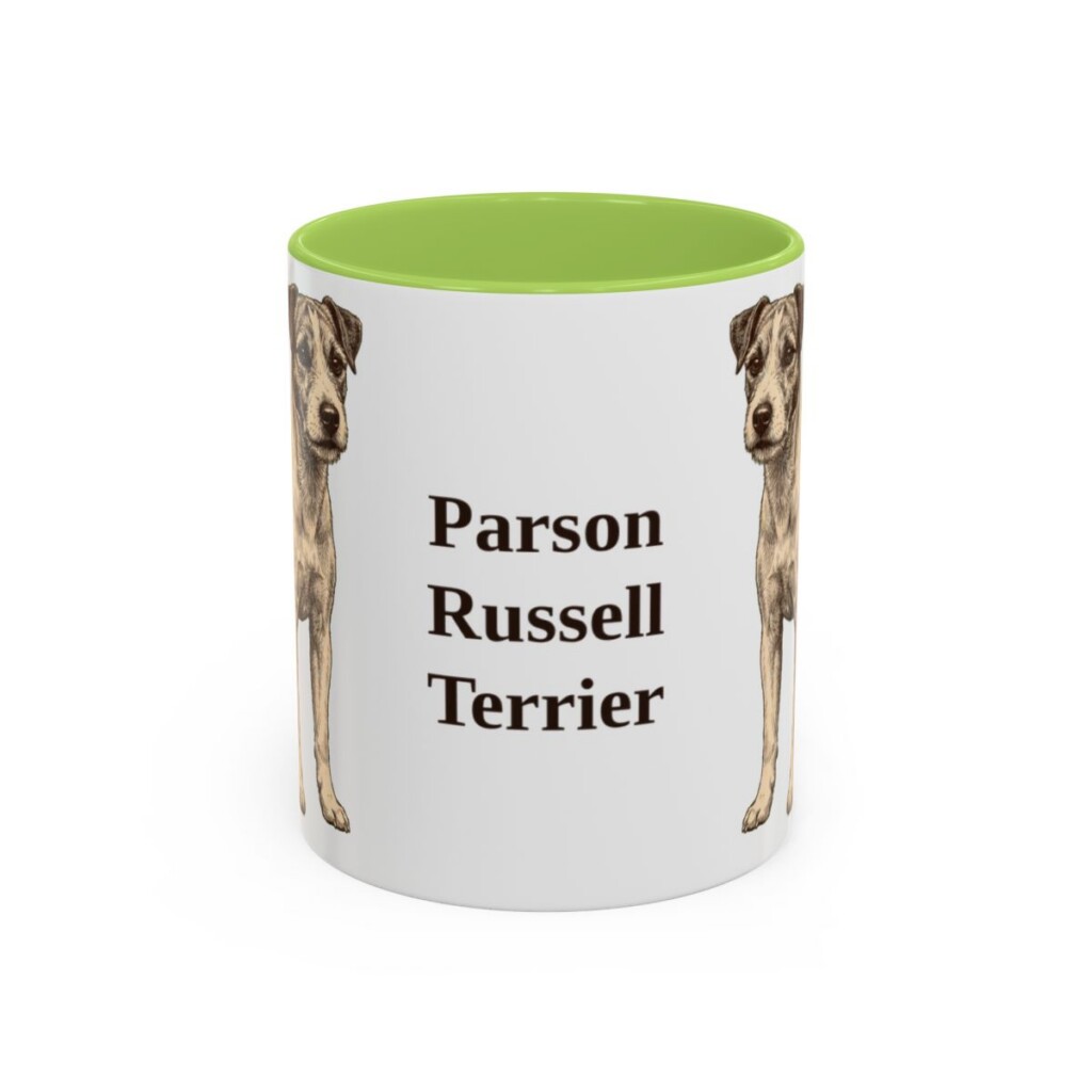 11oz Parson Russell Terrier Mug, Light Green, front view