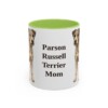 11oz Parson Russell Terrier Dog Mom Mug, Light Green, front view