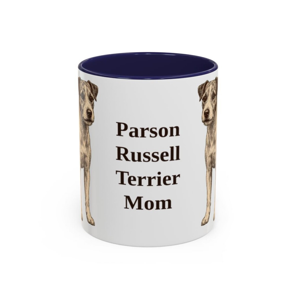 11oz Parson Russell Terrier Dog Mom Mug, Navy, front view