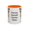 11oz Parson Russell Terrier Dog Mom Mug, Orange, front view