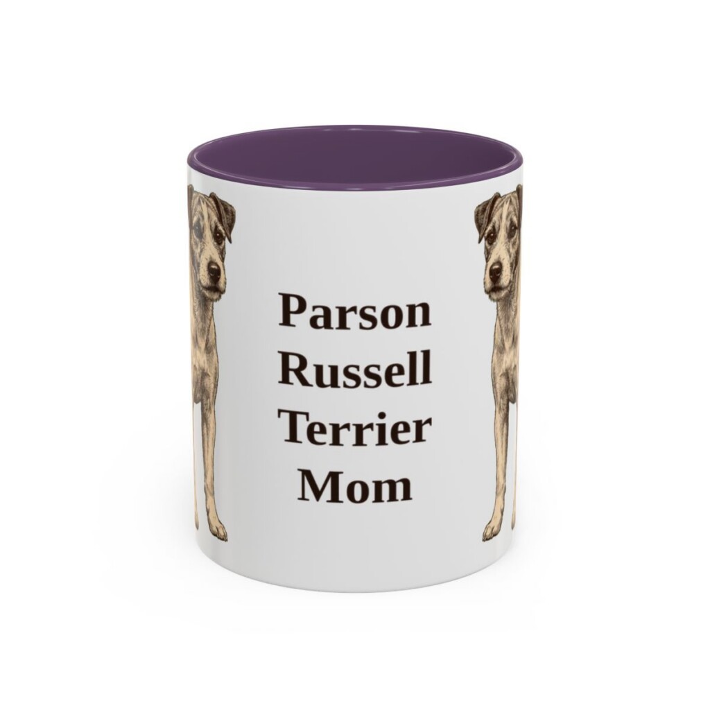 11oz Parson Russell Terrier Dog Mom Mug, Purple, front view