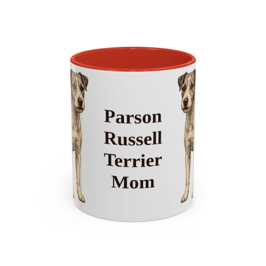 11oz Parson Russell Terrier Dog Mom Mug, Red, front view