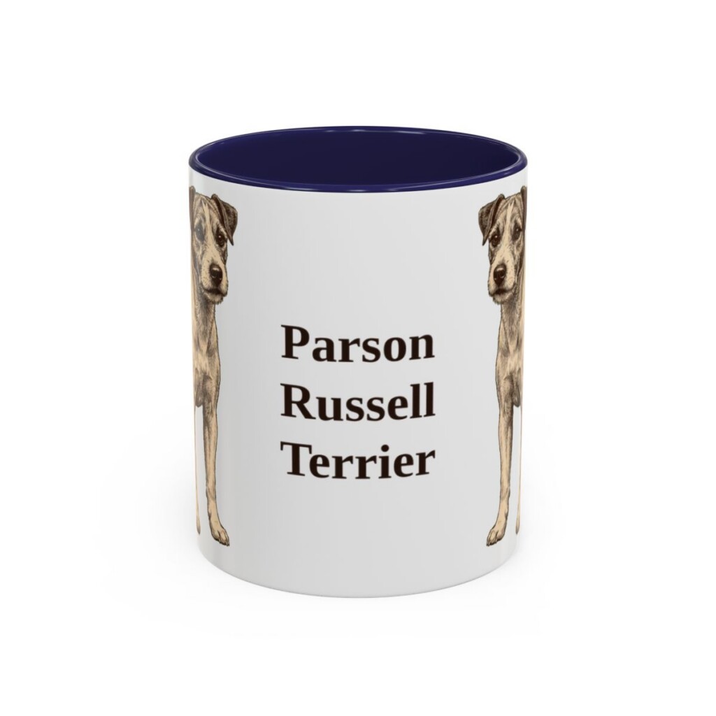11oz Parson Russell Terrier Mug, Navy, front view