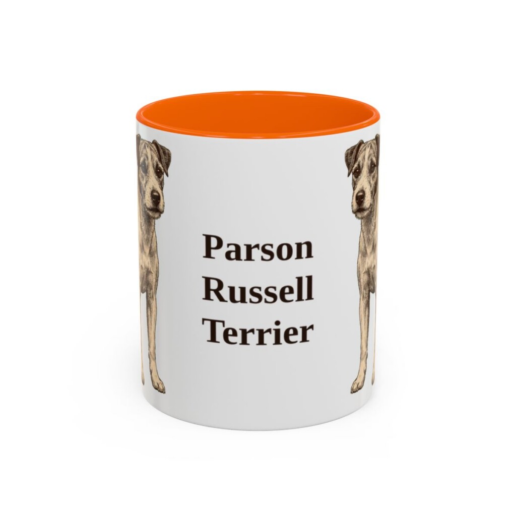 11oz Parson Russell Terrier Mug, Orange, front view