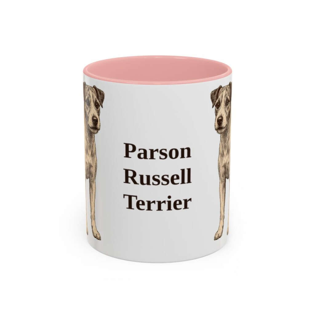 11oz Parson Russell Terrier Mug, Pink, front view