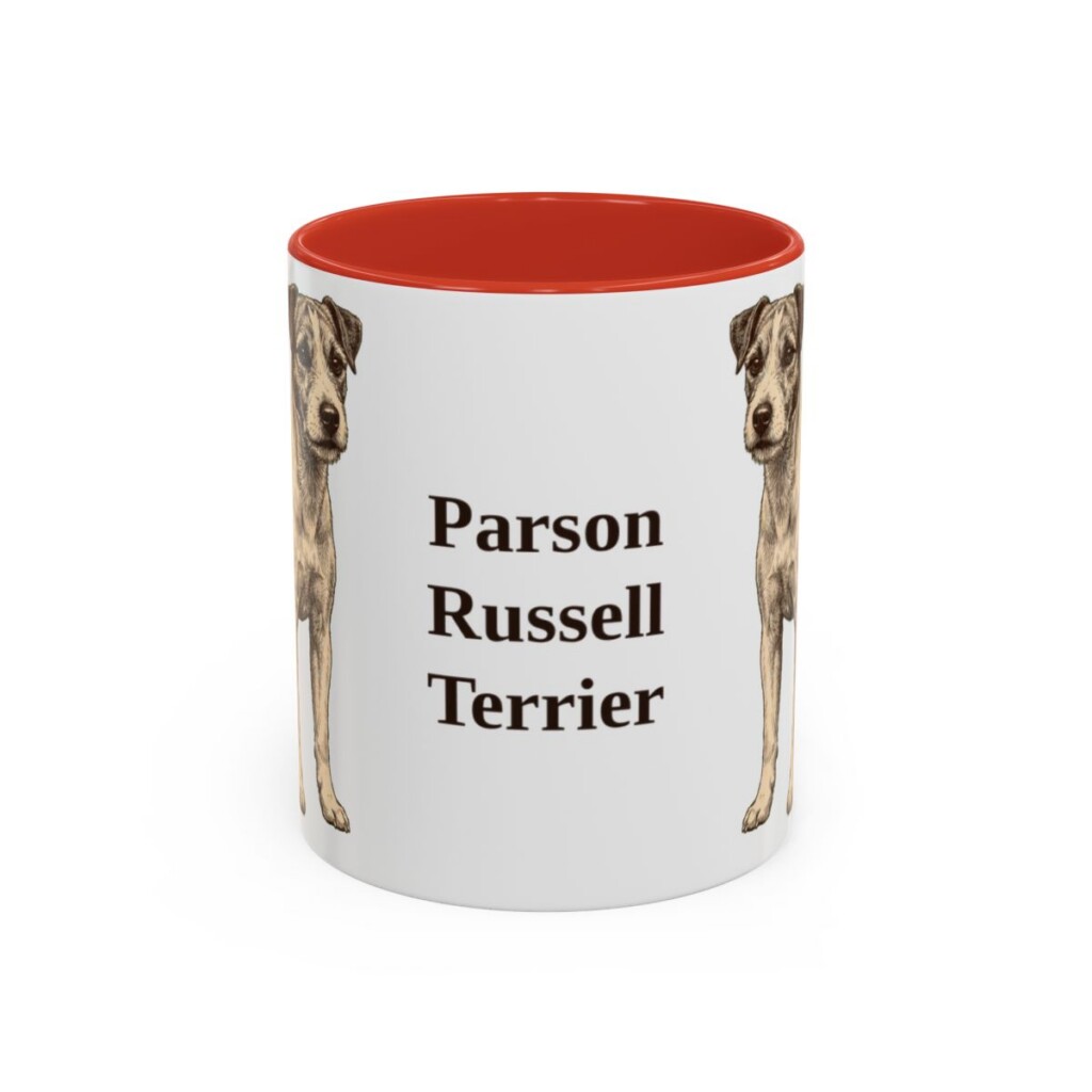 11oz Parson Russell Terrier Mug, Red, front view