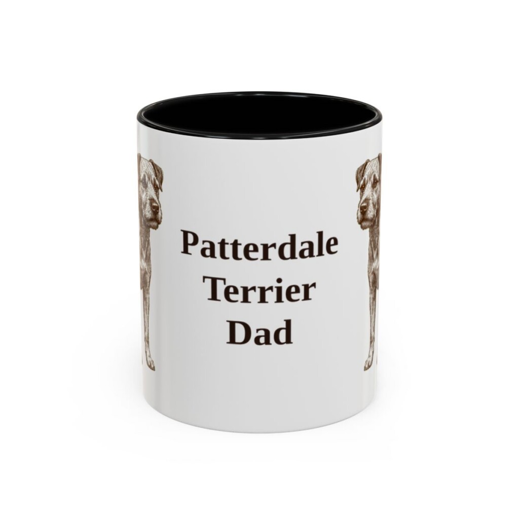 11oz Patterdale Terrier Dog Dad Mug, Black, front view