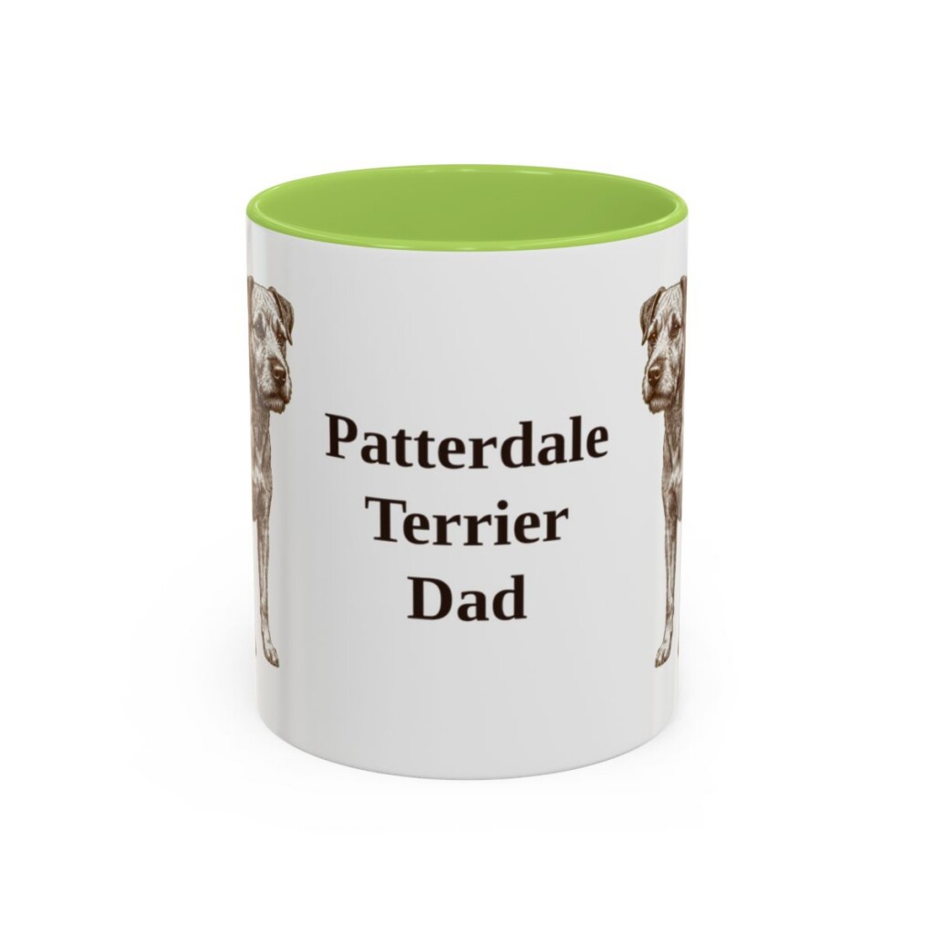11oz Patterdale Terrier Dog Dad Mug, Light Green, front view
