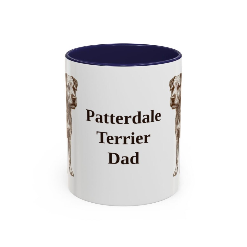 11oz Patterdale Terrier Dog Dad Mug, Navy, front view