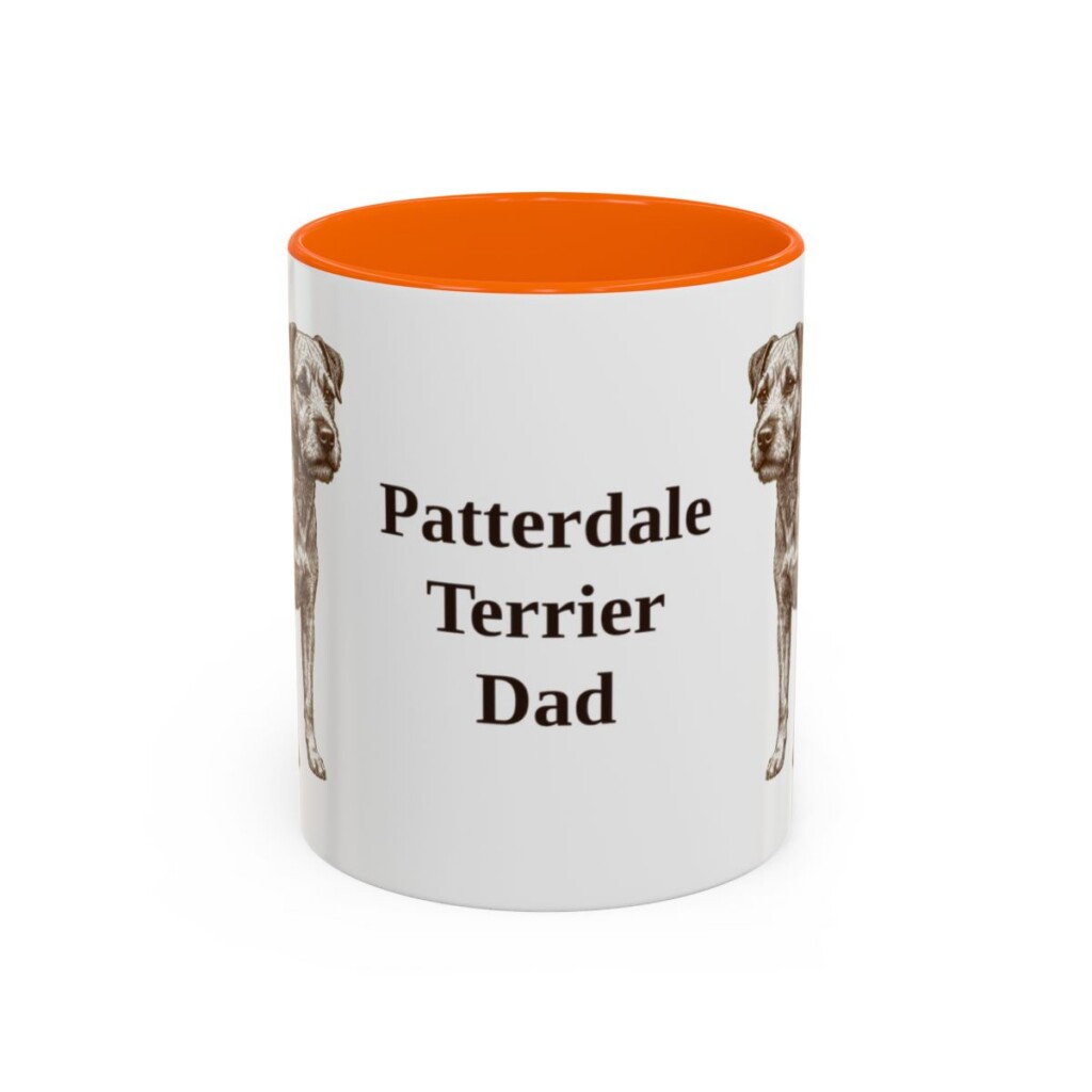 11oz Patterdale Terrier Dog Dad Mug, Orange, front view