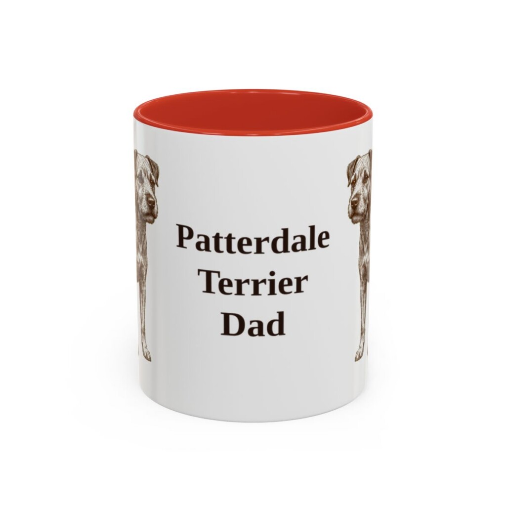 11oz Patterdale Terrier Dog Dad Mug, Red, front view