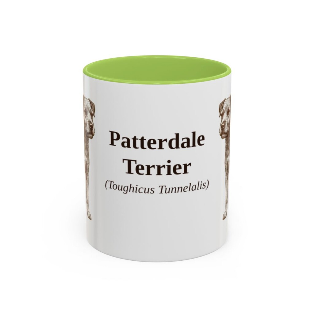 11oz-patterdale-terrier-mug-latin-light-green 11oz Patterdale Terrier Latin Mug, Light Green, front view