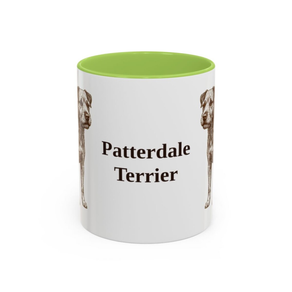 11oz-patterdale-terrier-mug-light-green 11oz Patterdale Terrier Mug, Light Green, front view