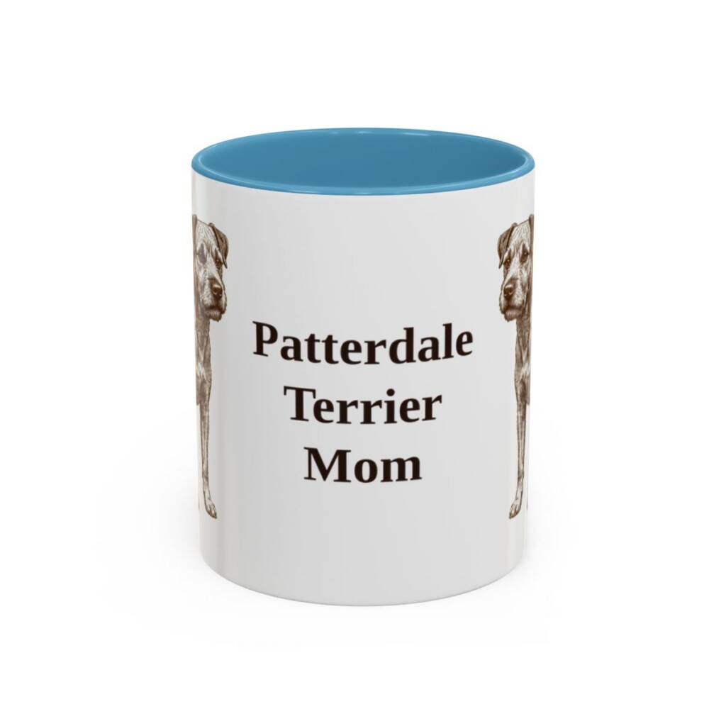 11oz-patterdale-terrier-mug-mom-light-blue 11oz Patterdale Terrier Dog Mom Mug, Light Blue, front view