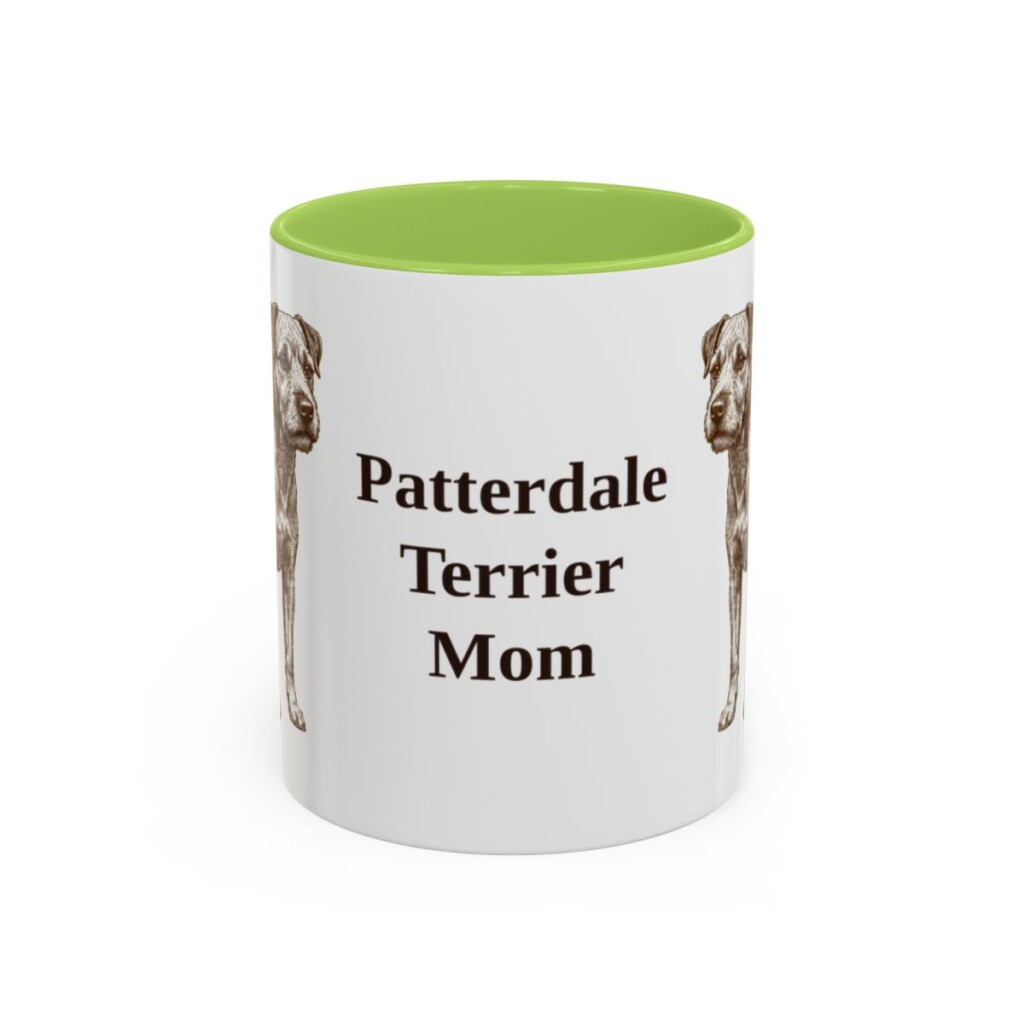 11oz-patterdale-terrier-mug-mom-light-green 11oz Patterdale Terrier Dog Mom Mug, Light Green, front view