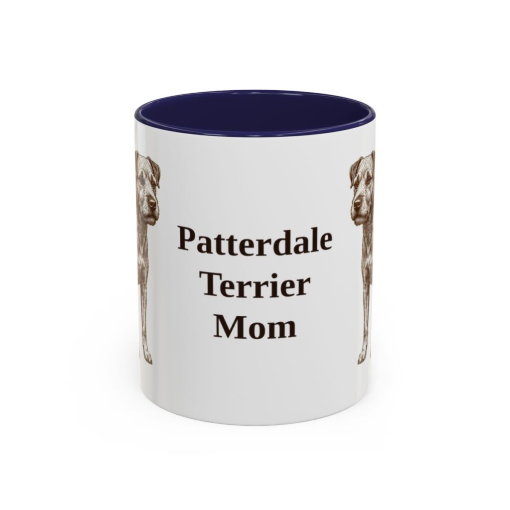 11oz-patterdale-terrier-mug-mom-navy 11oz Patterdale Terrier Dog Mom Mug, Navy, front view
