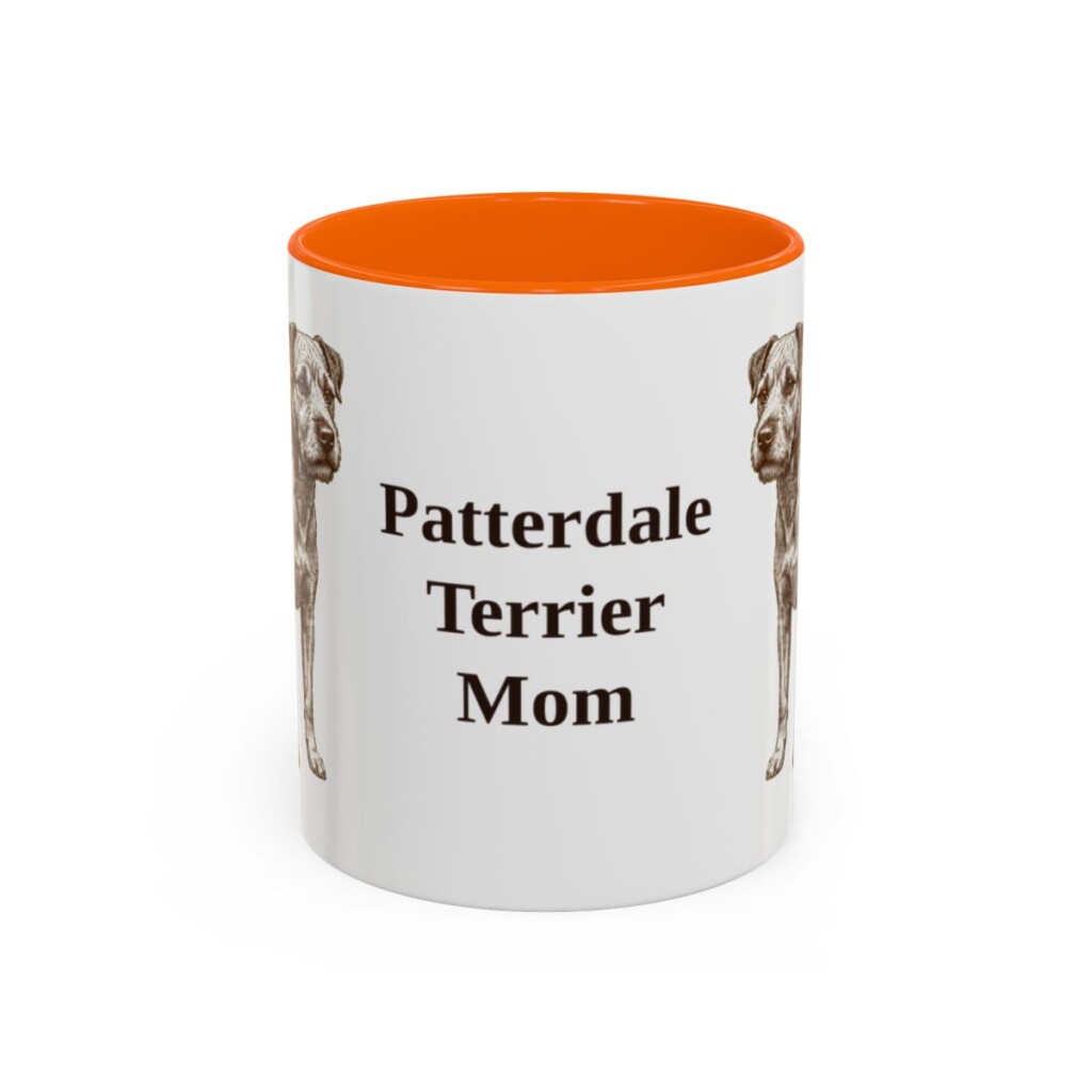11oz-patterdale-terrier-mug-mom-orange 11oz Patterdale Terrier Dog Mom Mug, Orange, front view