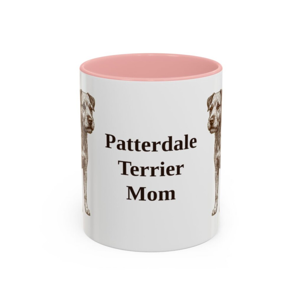 11oz-patterdale-terrier-mug-mom-pink 11oz Patterdale Terrier Dog Mom Mug, Pink, front view