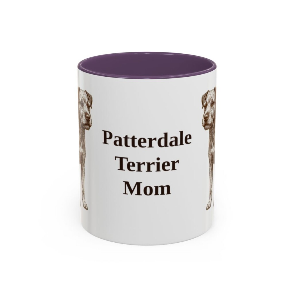 11oz-patterdale-terrier-mug-mom-purple 11oz Patterdale Terrier Dog Mom Mug, Purple, front view
