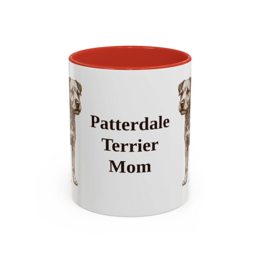 11oz-patterdale-terrier-mug-mom-red 11oz Patterdale Terrier Dog Mom Mug, Red, front view