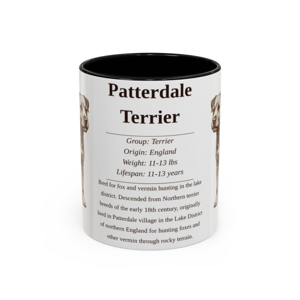 11oz Patterdale Terrier Mug, Black, front view