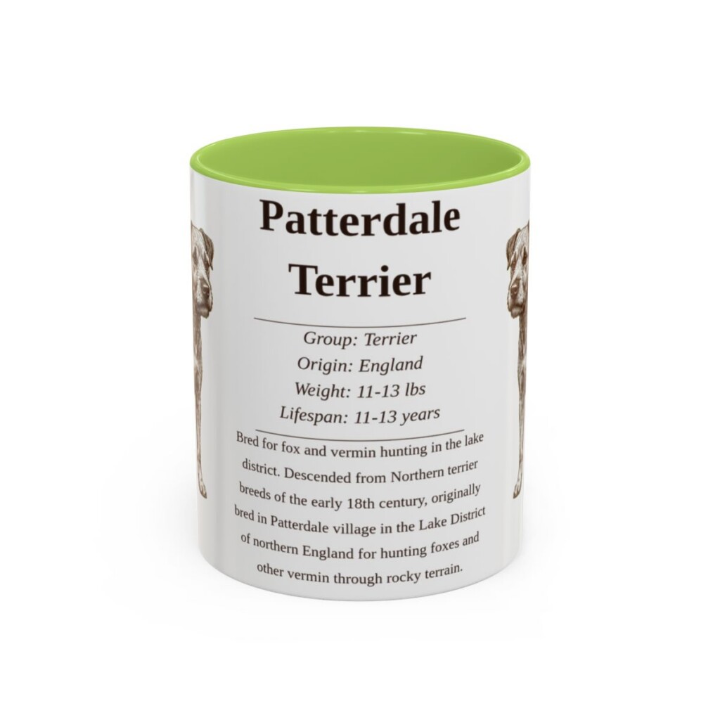 11oz Patterdale Terrier Mug, Light Green, front view