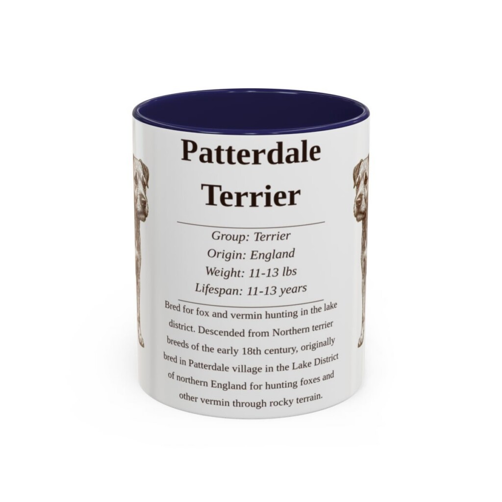 11oz Patterdale Terrier Mug, Navy, front view