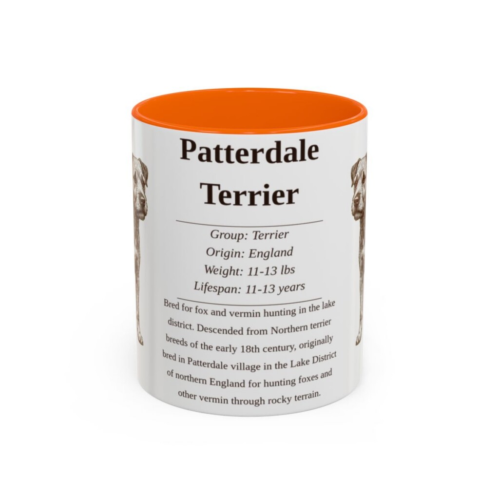 11oz Patterdale Terrier Mug, Orange, front view