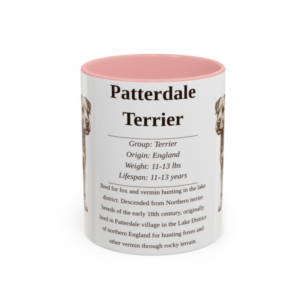11oz Patterdale Terrier Mug, Pink, front view