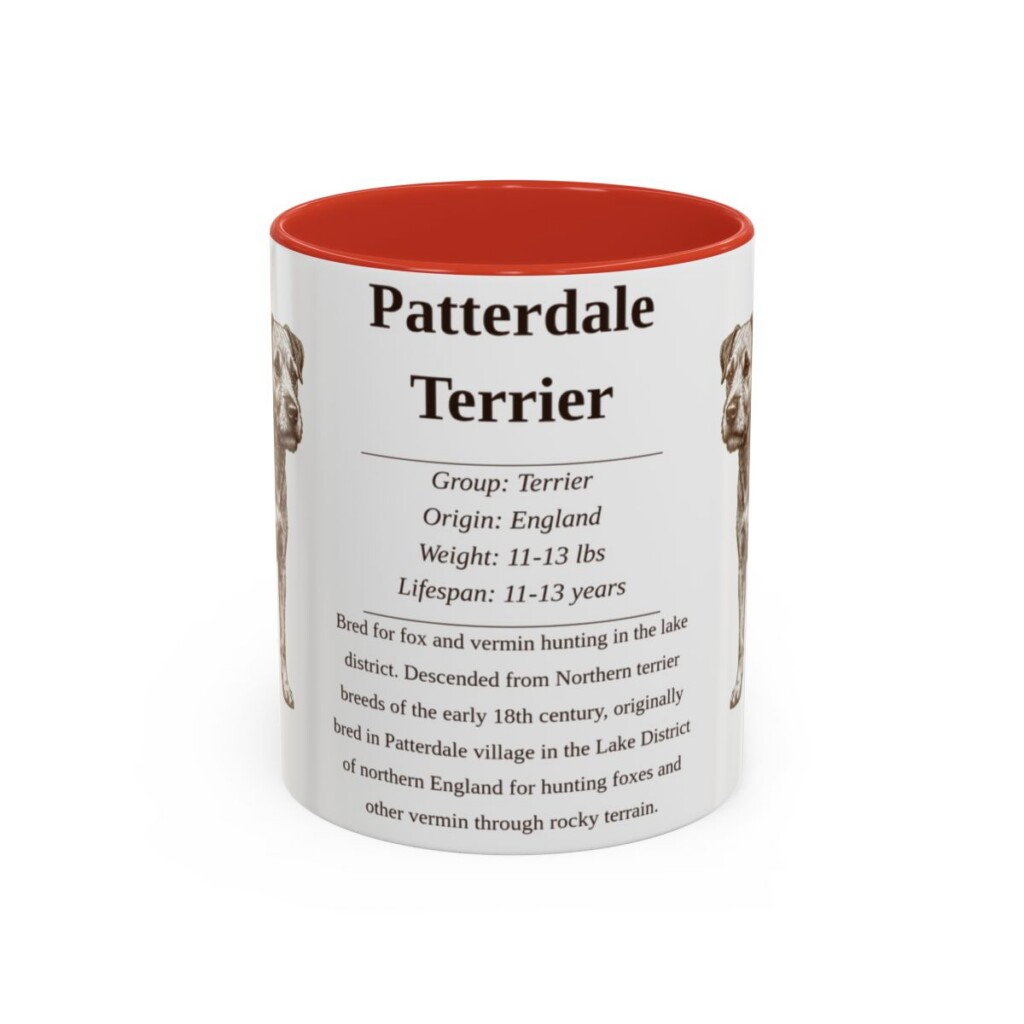 11oz Patterdale Terrier Mug, Red, front view