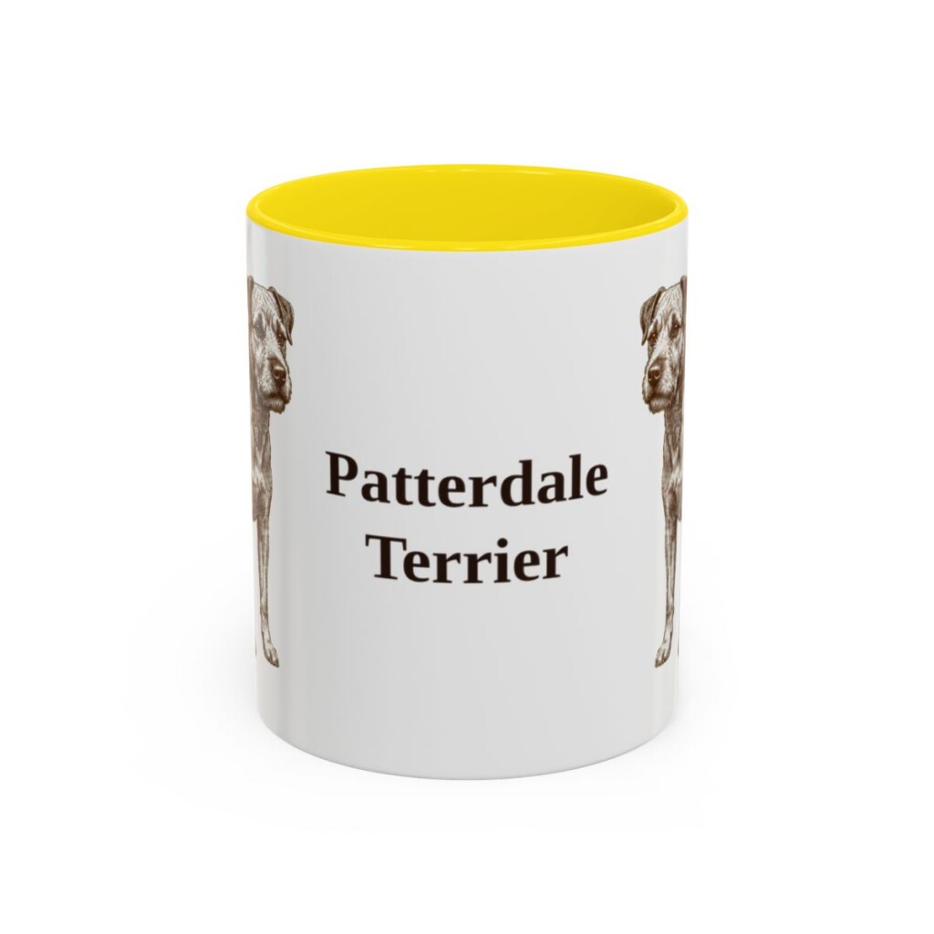 11oz-patterdale-terrier-mug-yellow 11oz Patterdale Terrier Mug, Yellow, front view