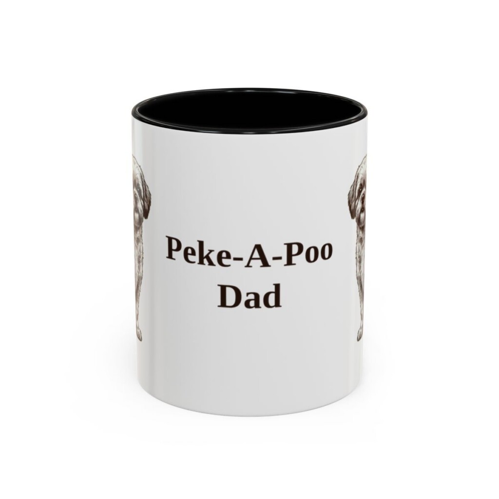 11oz Peke-A-Poo Dog Dad Mug, Black, front view