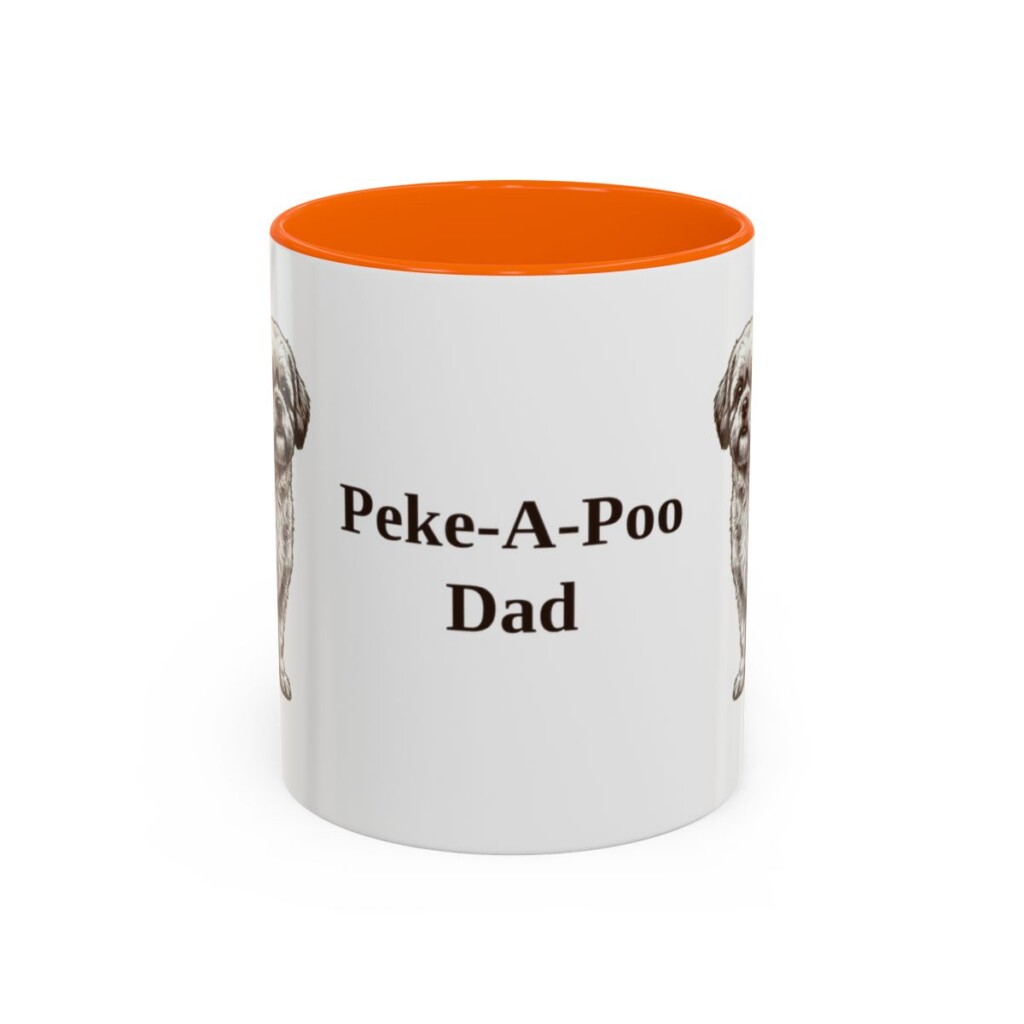 11oz Peke-A-Poo Dog Dad Mug, Orange, front view