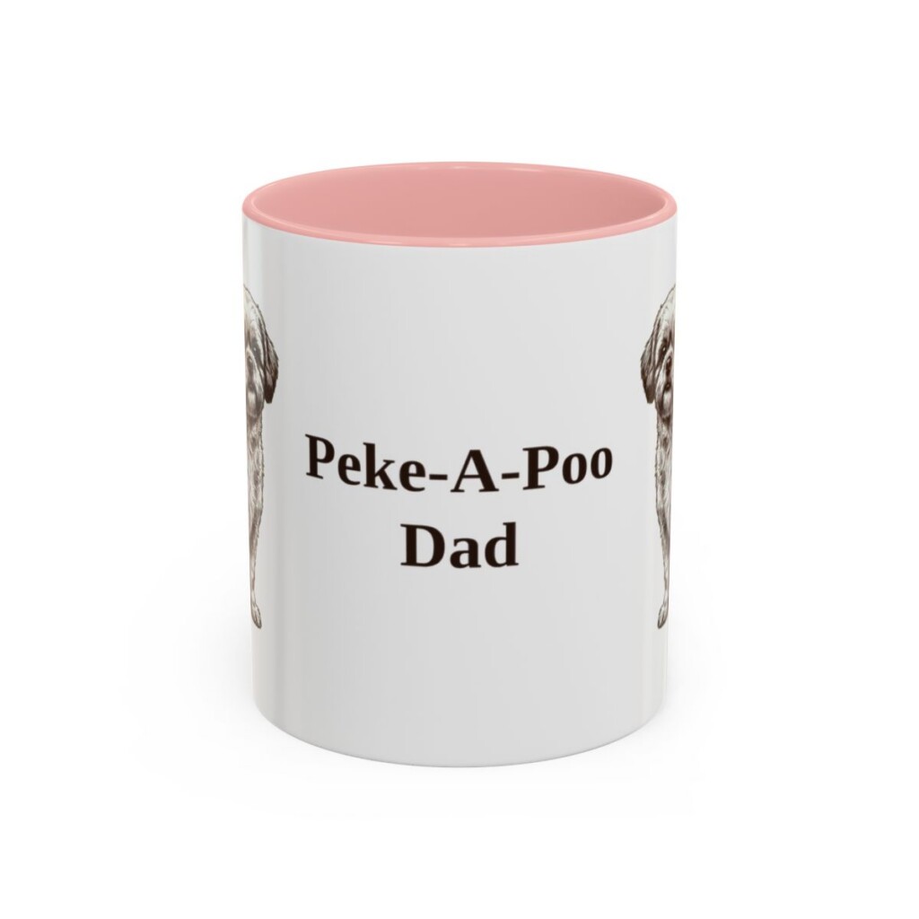 11oz Peke-A-Poo Dog Dad Mug, Pink, front view