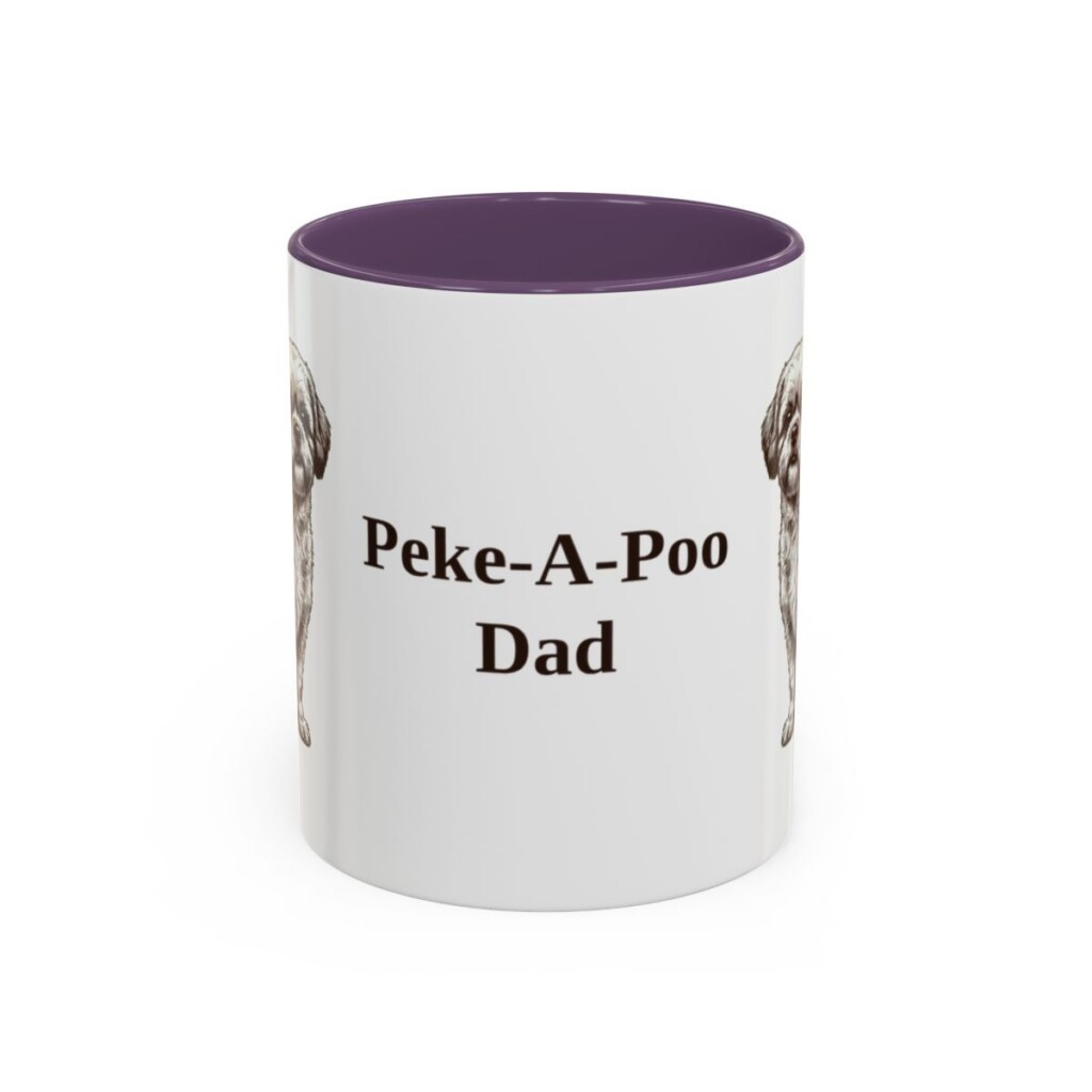11oz Peke-A-Poo Dog Dad Mug, Purple, front view