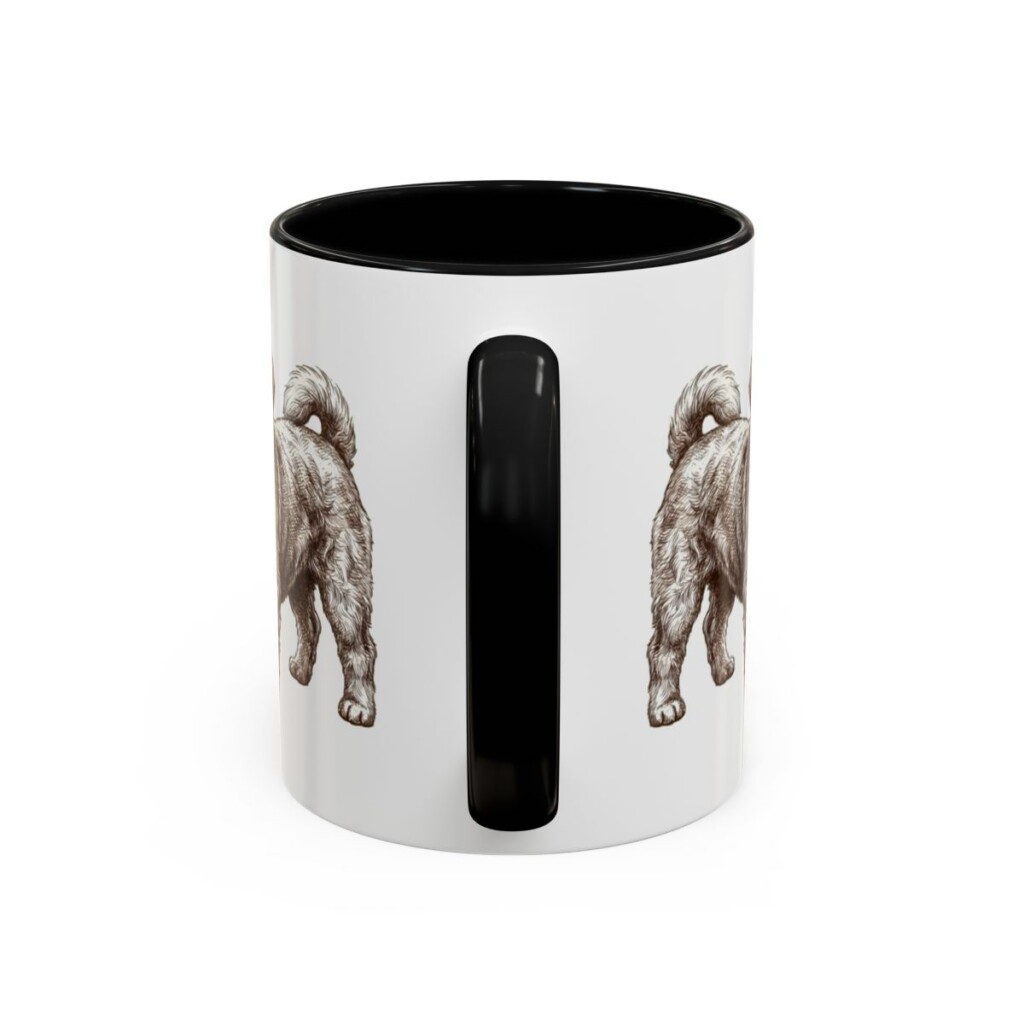 11oz Funny Peke-A-Poo Mug, Black, back view