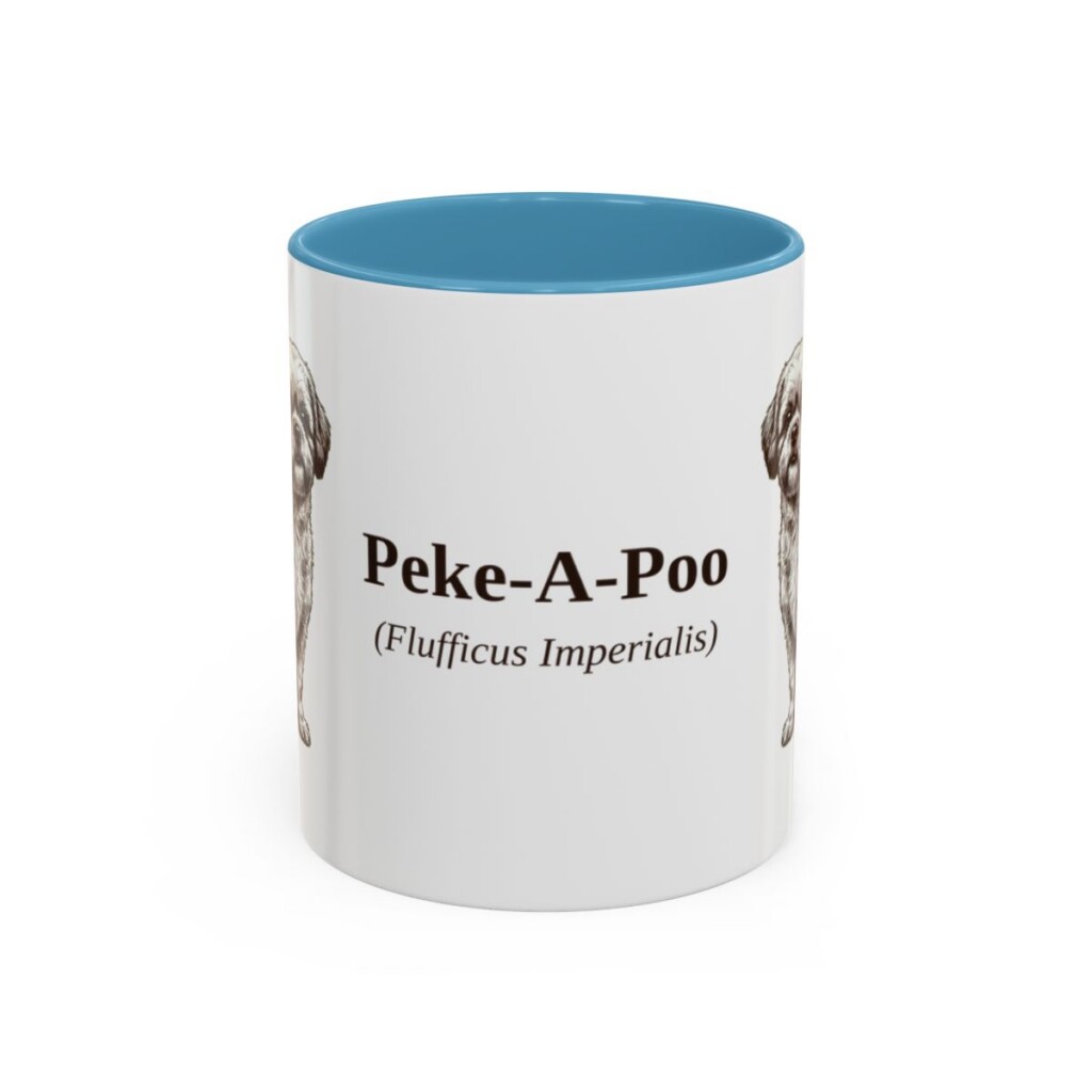 11oz-peke-a-poo-mug-latin-light-blue 11oz Peke-A-Poo Latin Mug, Light Blue, front view